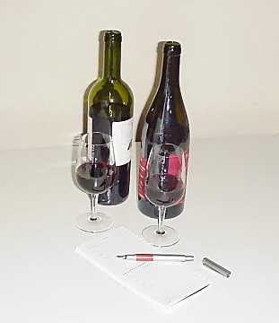 Bottiglie, calici, penna e un blocco
note - o un computer - tutto quanto  necessario per raccontare il vino