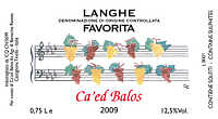 Langhe Favorita 2009, C ed Balos (Piemonte, Italia)