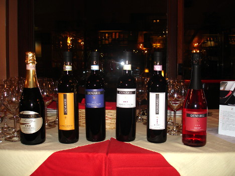 The six wines of Demarie winery tasted during the event