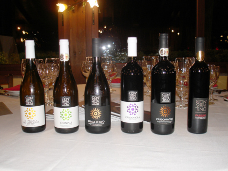 The six wines of il Conventino di Monteciccardo tasted in the course of the evening