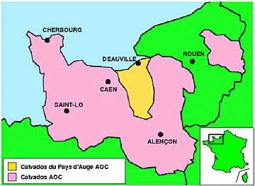 L'area di produzione del
Calvados