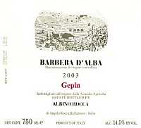 Barbera d'Alba Gepin 2003, Albino Rocca (Piemonte, Italia)