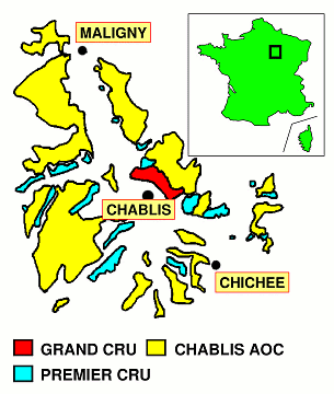 The Chablis wine areas