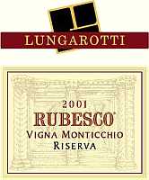 Torgiano Rosso Riserva Rubesco Vigna Monticchio 2001, Lungarotti (Umbria, Italia)