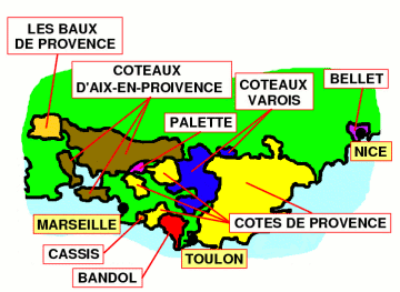 The production areas of Provence