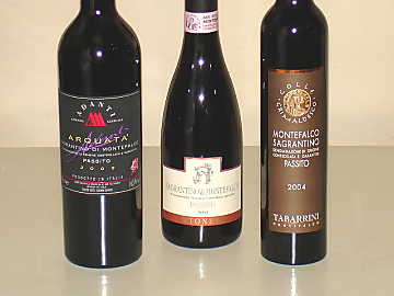 The three
Sagrantino di Montefalco Passito wines of our comparative tasting