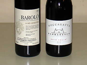 Conterno Fantino's
Barolo Sorì Ginestra and Moccagatta's Barbaresco Bric Balin of our comparative
tasting