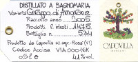 Grappa di Amarone 2005, Capovilla (Veneto, Italy)