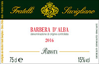 Barbera d'Alba Ribota 2016, Fratelli Savigliano (Piemonte, Italia)