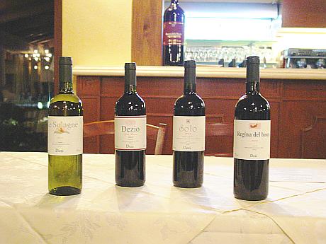 I quattro vini della Fattoria Dezi degustati nel corso della serata