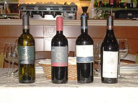 The four Castello di Corbara's wines tasted during the evening