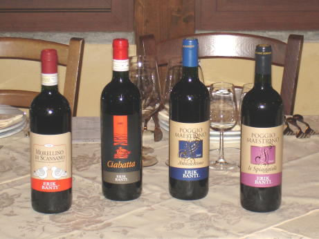 I quattro vini di Erik Banti degustati nel corso dell'evento