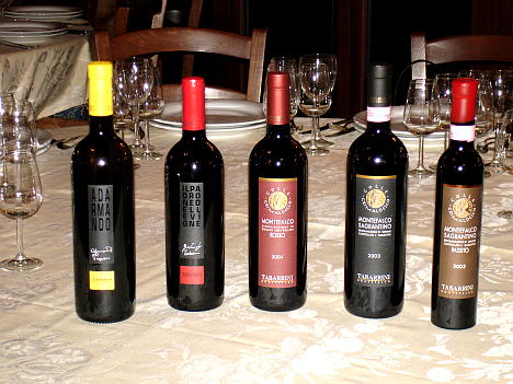 I cinque vini di Giampaolo Tabarrini degustati nel corso dell'evento