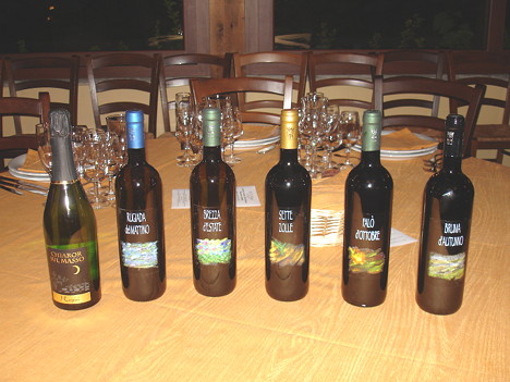 The six wines of Cascina I Carpini tasted during the event