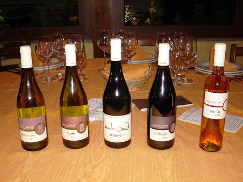 The five wines of Marco Cecchini tasted during the event