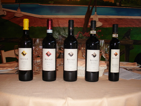 The five wines of Bocale tasted in the course of the event