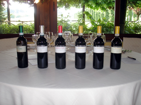 The six wines of Manzone tasted in the course of the evening