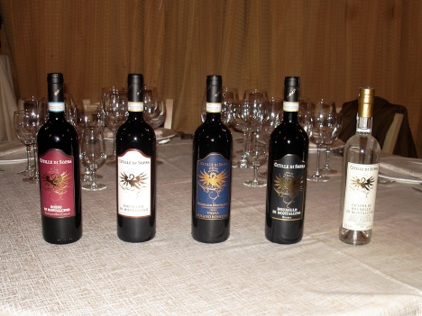 I quattro vini e la grappa di Citille di Sopra degustati nel corso dell'evento
