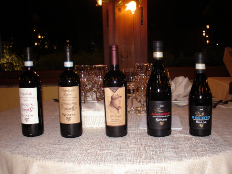 The five wines of Spada tasted in the event