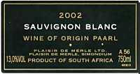 Sauvignon Blanc 2002, Plaisir de Merle (Sud Africa)