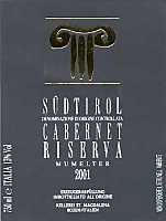 Alto Adige Cabernet Riserva Mumelter 2001, Cantina Produttori Bolzano (Italia)
