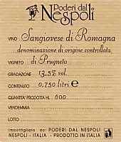 Sangiovese di Romagna Prugneto 2004, Podere dal Nespoli (Italy)