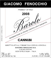 Barolo Cannubi 2008, Giacomo Fenocchio (Italia)