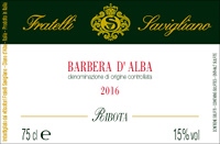 Barbera d'Alba Ribota 2016, Fratelli Savigliano (Italy)