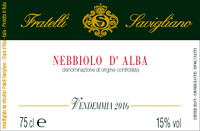 Nebbiolo d'Alba 2016, Fratelli Savigliano (Italy)