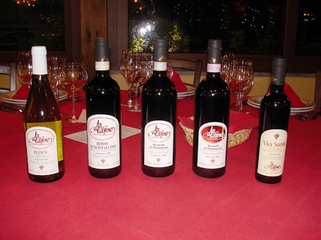 The five wines of Altesino tasted during the event