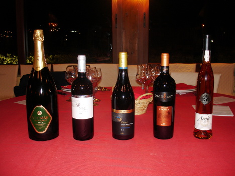 The five wines of Cavit winery tasted during the event