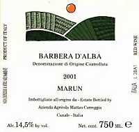Barbera d'Alba Marun 2001, Matteo Correggia (Italia)