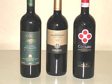 The trhree Rosso
Conero Riserva wines of our comparative tasting