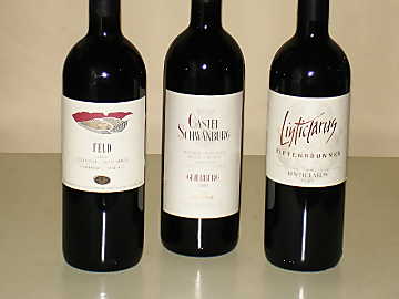 The three Alto
Adige Cabernet-Merlot wines of our comparative tasting