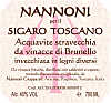 Acquavite Stravecchia di Vinaccia di Brunello per il Sigaro Toscano, Nannoni (Tuscany, Italy)