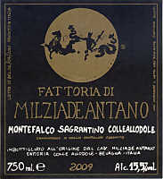 Montefalco Sagrantino Colleallodole 2009, Fattoria Colleallodole - Milziade Antano (Umbria, Italia)