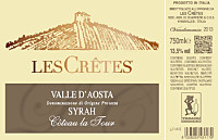 Valle d'Aosta Syrah Côteau la Tour 2013, Les Crêtes (Valle d'Aosta, Italia)