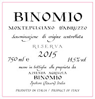 Montepulciano d'Abruzzo Riserva Binomio 2015, La Valentina (Abruzzo, Italia)