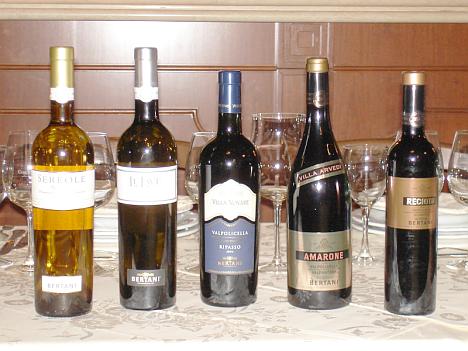 The five Bertani's wines tasted during the event