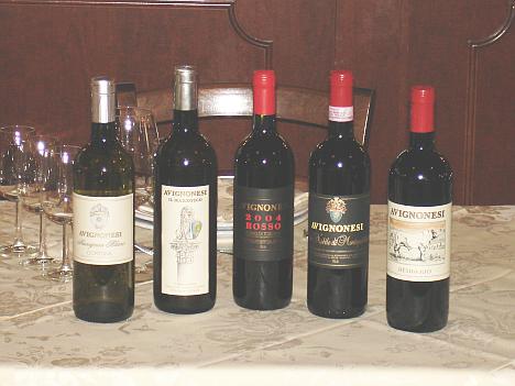 The five wines of Avignonesi tasted during the event