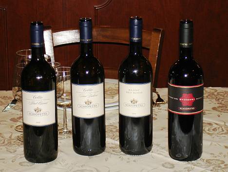 The four Mario Schiopetto's wines tasted during the event