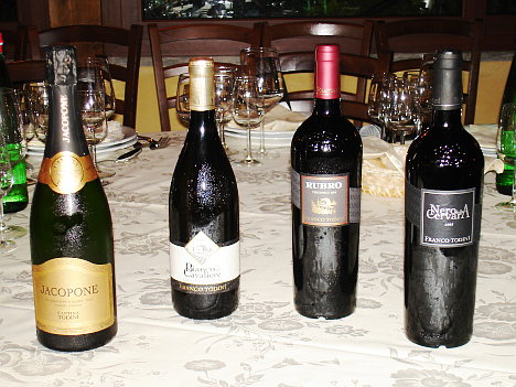 I cinque vini della Cantina Franco Todini degustati nel corso dell'evento