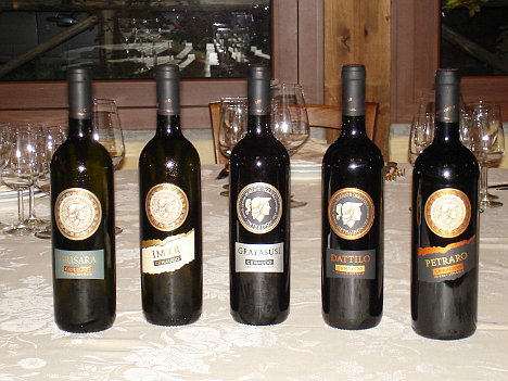 The five wines of Ceraudo Winery tasted during the event