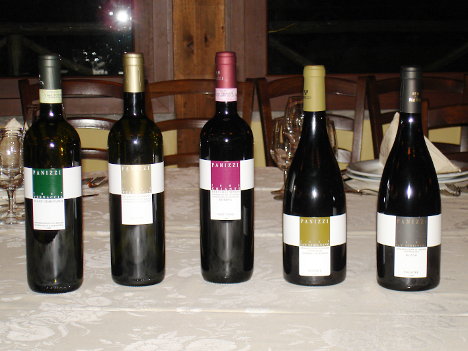 The five wines of Giovanni Panizzi tasted during the event