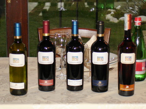 The four wines and the grappa of Castello delle Regine tasted during the event