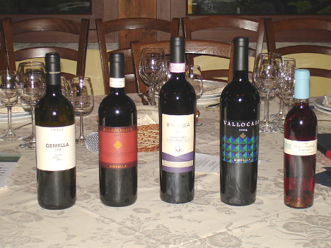 The five wines of Bindella tasted during the event