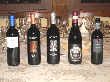 The five wines of Speri Viticoltori tasted during the event