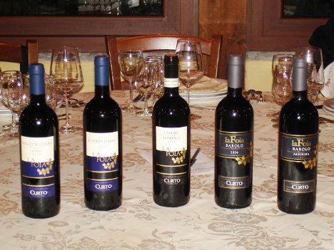 The five wines of Marco Curto tasted during the event