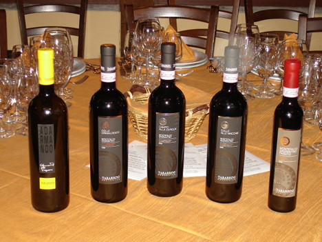 The five wines of Giampaolo Tabarrini tasted during the event