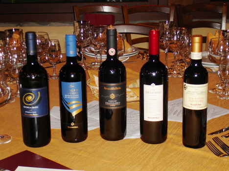 The five wines of Rocca delle Macie tasted during the event